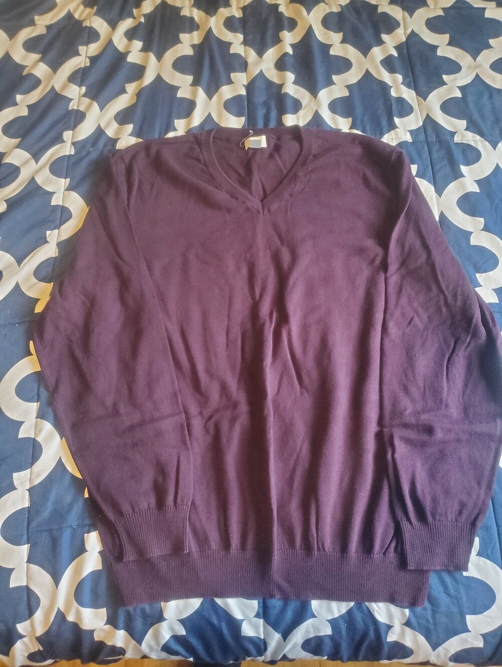 Men's V-Neck Sweater in Deep Plum